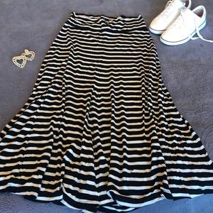 Nau Black & White striped maxi or midi skirt